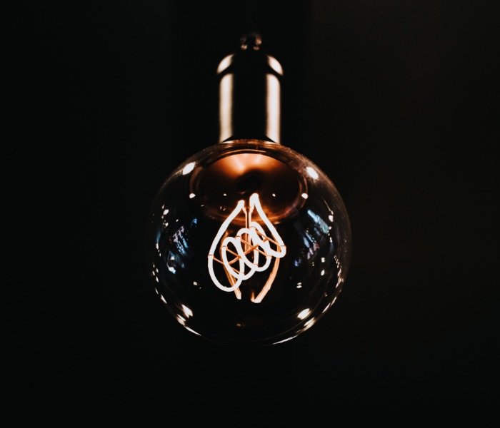 light bulb in a dark room