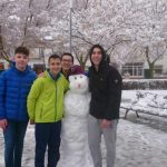 Students build a snowman