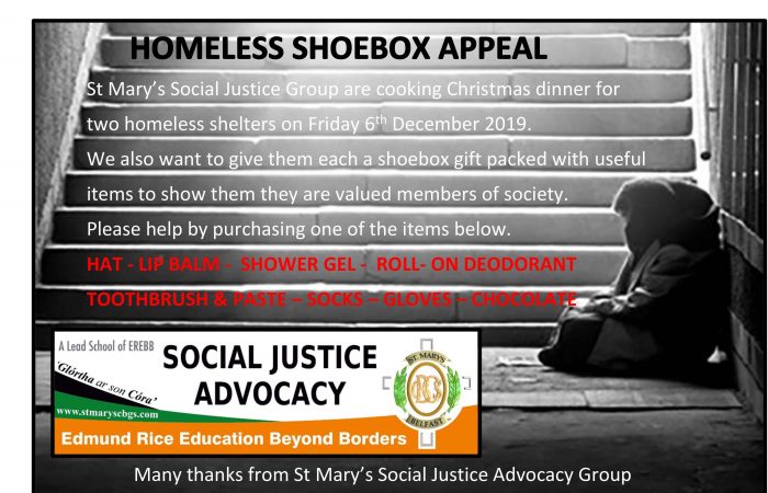 Christmas Shoe-box Appeal | St Mary's CBGS Belfast