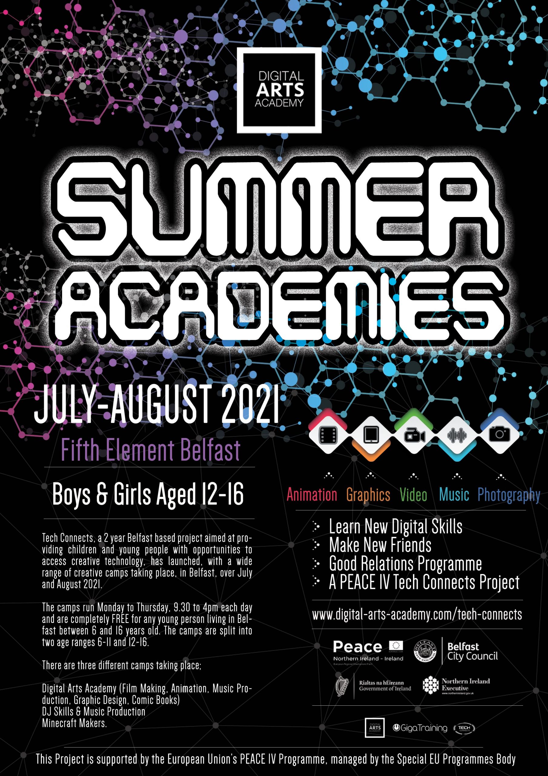 Tech Connects FREE Digital Arts Summer Camps St Mary's CBGS Belfast