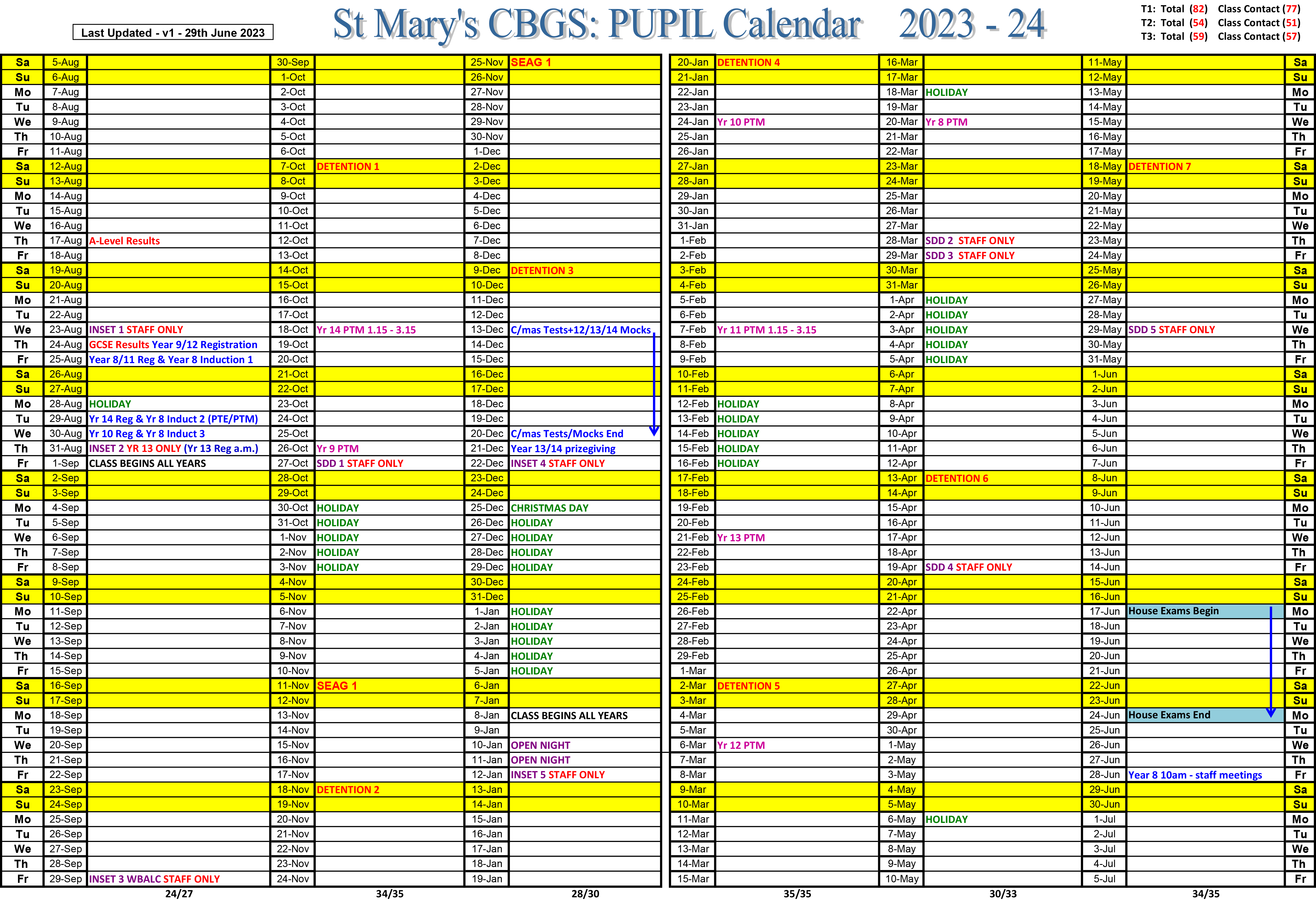School Calendar - St Mary's CBGS Belfast