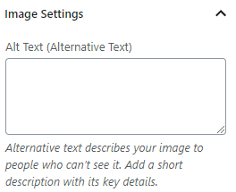 Image showing WordPress ALT text input box