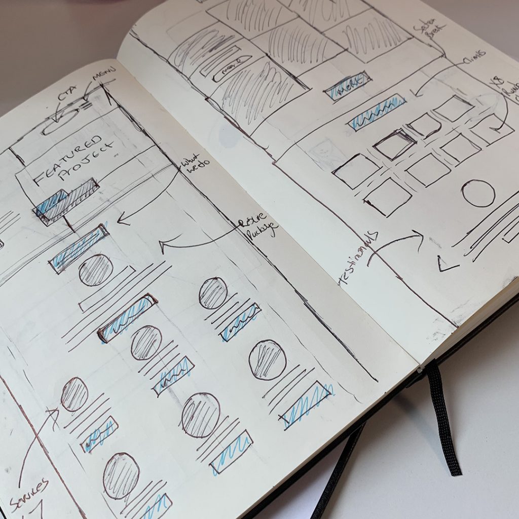 We Are Wibble Blog - Brand Refresh Part 2 - Website Redesign - Sketches Scamps & ideas