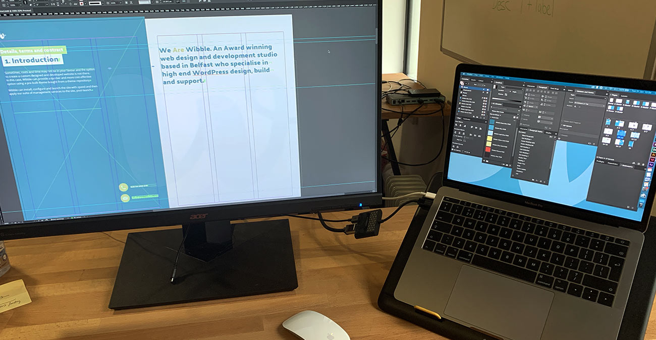 Wibble web design imagery and screens of our web design set up